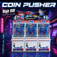 Machine d'arcade personnalisée OEM/ODM pour zones de jeux de centre commercial, construite comme une machine à pousser les pièces de monnaie, avec un cabinet facile à nettoyer et un système d'alimentation en pièces.