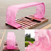 Table console en résine translucide rose avec texture 3D, table d'entrée longue et artistique moderne pour la maison