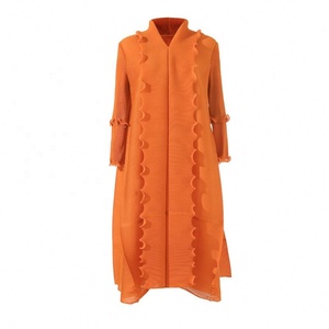 Robe longue plissée élégante en mousseline de soie unie de haute qualité, style Miyake, grande taille, pour femme, avec volants, idéale pour les fêtes printemps-été - Product Image 2