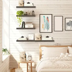 Estantes flotantes para el hogar Estante de pared de 15,6 pulgadas Juego de 3 estantes colgantes con soportes Decoración de pared para baño Dormitorio - Product Image 6