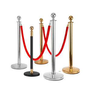 <strong>Event</strong> Celebrity Red Carpet <strong>Queue</strong> Barrier Post with Red Velvet Rope Set Stanchions for Crowd Control - Product Image 1