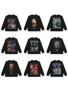 Camiseta de Manga Larga Holgada Estilo Americano con Estampado de <span class=keywords><strong>Estrellas</strong></span> del Fútbol para Hombre - Ronaldo, Neymar, Haaland, Algodón - Product Image 1