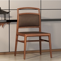Chaise de salle à manger en cuir microfibre ergonomique personnalisée en bois de noyer noir d'Amérique du Nord de style chinois