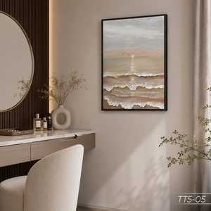 Pintura Abstracta de Lujo en Seda, Arte de Pared para Decoración del Hogar, Tela de Seda Hecha a Mano, Diseño de Olas del Océano, Fabricante Vietnamita, Modelo ODM TT5-5 - Product Image 6