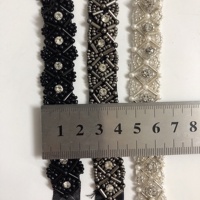 Vente en gros de vêtements, accessoire de bricolage, broderie, dentelle perlée noire LT2447B