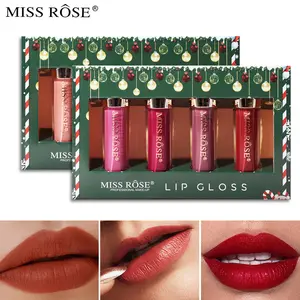 मिस गुलाब 4 रंग/सेट फैशन तरल लिपस्टिक Lipgloss सेट स्थायी Moisturizer निविड़ अंधकार मखमल होंठ Glosses उपहार बॉक्स