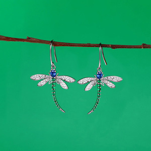 CAOSHI <span class=keywords><strong>Grossiste</strong></span> Boucles d'oreilles pendantes tendance motif <span class=keywords><strong>libellule</strong></span> multicolores en zircon, plaquées argent, pour mariée et femme - Product Image 1