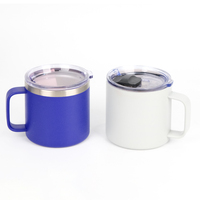 Vente en gros de tasses de 15 oz avec couvercle coulissant et poignée, logo personnalisé, cadeau pour la maison, le bureau, tasse isotherme pour café chaud ou thé, sans BPA