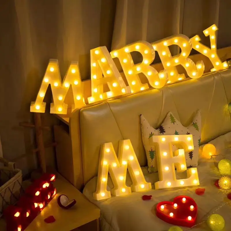 Giorno di san valentino Decorazione best-seller lampada lettera MARRY ME I LOVE YOU decorazione di cerimonia nuziale proposta puntelli Piccola luce di notte luce