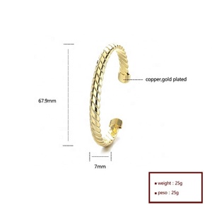 Bracelet en alliage de cuivre plaqué or 18 carats avec zircon pour femme, design simple, tendance, vente en gros, bijoux fantaisie - Product Image 4
