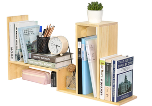 صندوق تخزين مكتبي من الخشب الصلب رمادي قابل للتعديل رف للعرض منظم رفّ لكتابة المكتب المنزل رفّ عائم للديكور - Product Image 2