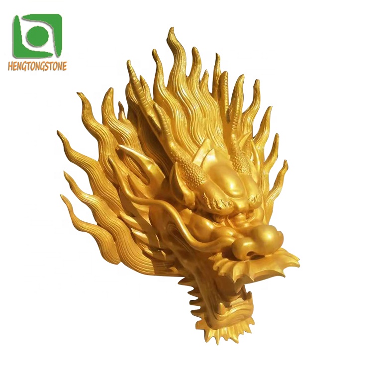 Outdoor Tuin Wanddecoratie Fiberglass Resin Chinese Draak En Dragon Head Sculptuur