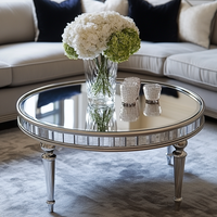 Table centrale moderne ovale avec miroir Glam Table basse en verre Table centrale de canapé pour le salon Meubles d'hôtel