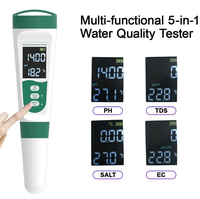 Wanbang Factory Direct Supply - Mètre de précision 5-en-1 pH/Température/Salinité/TDS/EC 0,05 pH avec écran LCD rétroéclairé pour hydroponie