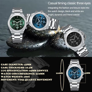 Wholesale Luxury <b>Sports</b> Chronograph <b>Watches</b> <b>for</b> <b>Men</b> Custom Logo Stainless Steel Designs OEM Logo Fashion Styles Made in China - Product Image 3