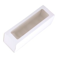 Boîte à macarons jetable en papier kraft blanc 350 g/m² de qualité alimentaire, style tiroir, avec fenêtre, auto-érectible, estampage et gaufrage, lot de 6