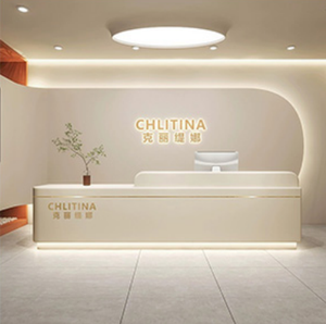 Mostrador de Recepción Redondeado Personalizado con Base LED para Boutique, Tienda Minorista, Oficina, Hotel, Salón de Belleza - Product Image 5