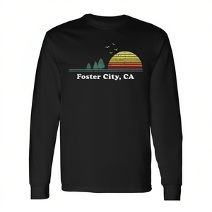 T-shirt a maniche lunghe Foster City California Vintage Sunset, regalo souvenir - Product Image 2
