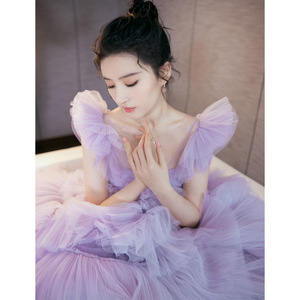 Liu Yifei Inspired Purple Tulle Cake Dress Sweetheart Neckline Ball Gown For Birthday Party Performance Banquet - Product Image 3