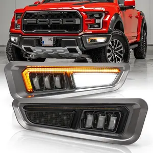 OVOVS Front Driving Light With Led Turn Signal Light Smoke Led Fog Light For Ford F-150/Raptor 2017+