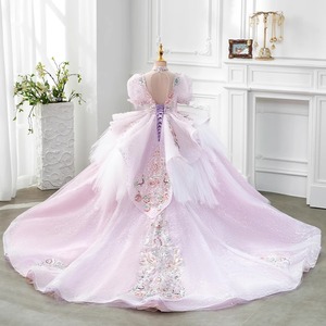 Robe de princesse longue en lin pour fille, nouveau style 2026, <span class=keywords><strong>tenue</strong></span> de performance au piano pour petite hôtesse, anniversaire, vente directe usine - Product Image 4