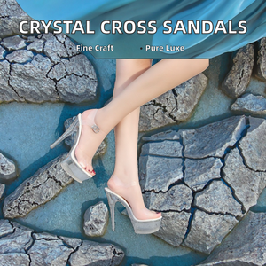 Sandalias Transparentes con Tiras Cruzadas y Punta Abierta, Estilo Moderno, Plantilla Ligera de PVC, Elegantes y a la Moda - Product Image 2