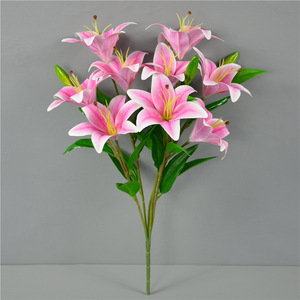 ดอกลิลลี่ประดิษฐ์สีชมพู 12 ชิ้น ของ Dongchen Crafts สำหรับตกแต่งบ้านและงานแต่งงาน - Product Image 1