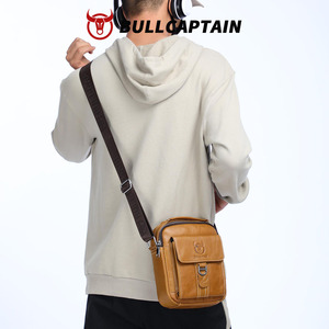 BULLCAPTAIN <b>Shoulder</b> Genuine Leather <b>Small</b> <b>Bag</b> Casual Retro <b>Small</b> <b>Shoulder</b> <b>Bag</b> Top Layer Cowhide Messenger <b>Bag</b> Wholesale - Product Image 2