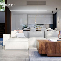 SHEZI ensemble de canapé d'angle modulaire en tissu gris moderne meubles de salon avec application pour appartement et hôtel