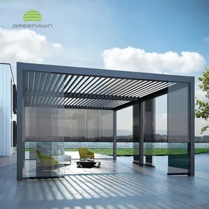Modern otomatik veranda sera açık alüminyum Pergola açılış Louvred çatı ayarlamak panjur