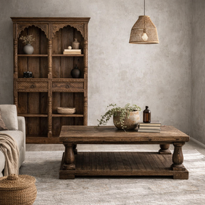 Mesa de Centro de Madera Maciza, Duradera, Hecha a Mano, Estilo Rústico Vintage, Muebles de Sala de Estar, Colores y Tamaños Personalizados, Patas Torneadas Artesanalmente - Product Image 5