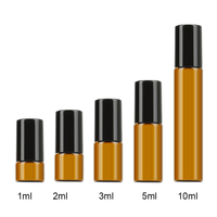 1ml 2ml 3ml 5ml 10ml MIni Huile essentielle de parfum en verre de couleur ambre Roll on Bottle with Steel Roller Ball