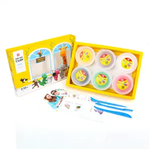 Couleurs pâte à modeler pour enfants non toxique animaux mignons air sec couleur boue argile jouet art gomme gomme