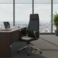 Chaise de bureau moderne pour dirigeant, inclinable et réglable, en cuir PU, confortable, pivotante, haut de gamme, en alliage d'aluminium, à cinq étoiles