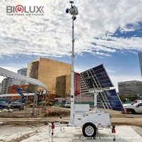 Tour de surveillance solaire mobile avec 2 panneaux bifaciaux 600W, boîtier rotatif à 360 degrés, sans entretien, autonomie de 72h pour la surveillance des chantiers
