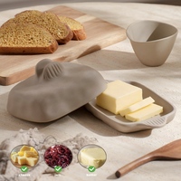 Ensemble de beurrier rectangulaire en céramique avec couvercle, fait main, en terre cuite texturée, spécial cuisine - Vente chaude