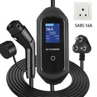 Chargeur EV portable OEM 3,5 KW Type 2 vers UK / Schuko / NEMA / SABS, station de recharge pour voiture électrique 16A avec grand écran