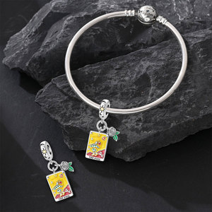 Colgante de la Rueda de la Muerte con Cartas del <span class=keywords><strong>Tarot</strong></span>, Cuentas de Joyería para Pulsera DIY, Bañado en Cobre y Plata, Modelo de Moda W-PAC1817 - Product Image 2