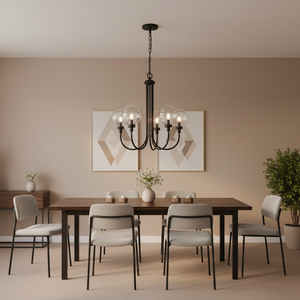 Lustre vintage noir, lampe à <span class=keywords><strong>boules</strong></span> de verre rétro industrielle, luminaire de plafond pour salle à manger, chambre à coucher - Product Image 2