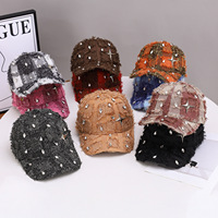 Gorra de Béisbol de Tela Esponjosa Estilo Americano con Adornos de Cuentas, Gorro para Adultos para Fiestas y Bodas, Disponible en Stock, Venta al Por Mayor