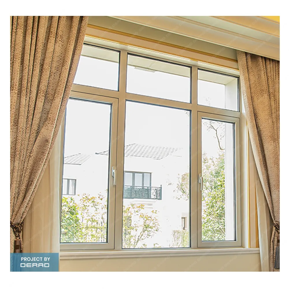 Double glazed casement house window aluminum tilt and turn glass 2 opening pane window for hotel villa residential