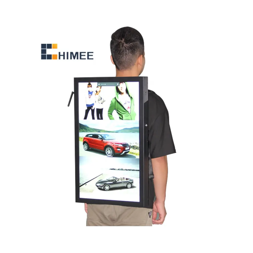 27 inch battery power indoor and outdoor advertising portable backpack walking billboard outdoor advertising equipment