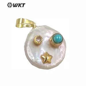 MP140 New Design Natural Freshwater Pearl Pendant Pearl With CZ Charm Stylish Charm Jewelry Pearl Pendant