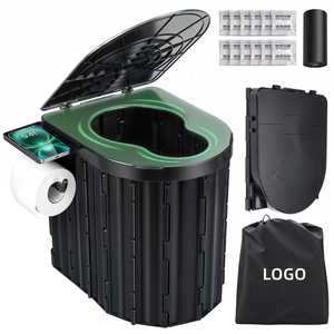 Toilette de <span class=keywords><strong>camping</strong></span> portable de 15 pouces, pliable, porte-papier amovible, capacité de 450 lb, pour la randonnée, les voyages en voiture, la tente, la plage, 20 L - Product Image 1