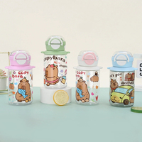 Botella de Agua Infantil de 500 ml, Libre de BPA, con Diseño de Dibujos Animados, para Deportes al Aire Libre, Capibara, Escolar, Linda, Reutilizable y Ecológica