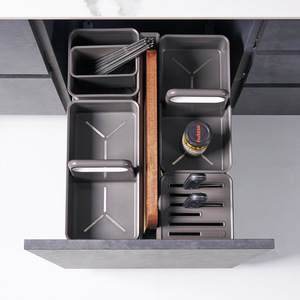 Unihopper Glass Condiment <b>Pull</b>-<b>Out</b> <b>Basket</b> 300 350 400 450 Containers Aluminum Alloy <b>Kitchen</b> Drawer Storage Rack - Product Image 1