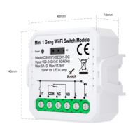 Mini Smart Life pour interrupteur intelligent WiFi, module de variateur d'intensité lumineuse, 100-240V AC, matériau ABS, ligne de feu, ligne neutre, PST-D02
