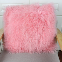 Doux chaud lot couleurs blanc noir marron véritable housse en peau de mouton tibétain coussin en fourrure d'agneau mongol