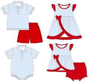 Set di Abbigliamento Estivo per Bambine con Maniche a Sbuffo e Pois, Completo Coordinato per Sorelle in Due Pezzi con Pantaloncini a Balze - Product Image 2