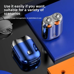 Mini Electric <strong>Shaver</strong> For Men Pocket Dual Head <strong>Shaver</strong> <strong>Rechargeable</strong> Compact <strong>Travel</strong> Blue Electric Razor - Product Image 3
